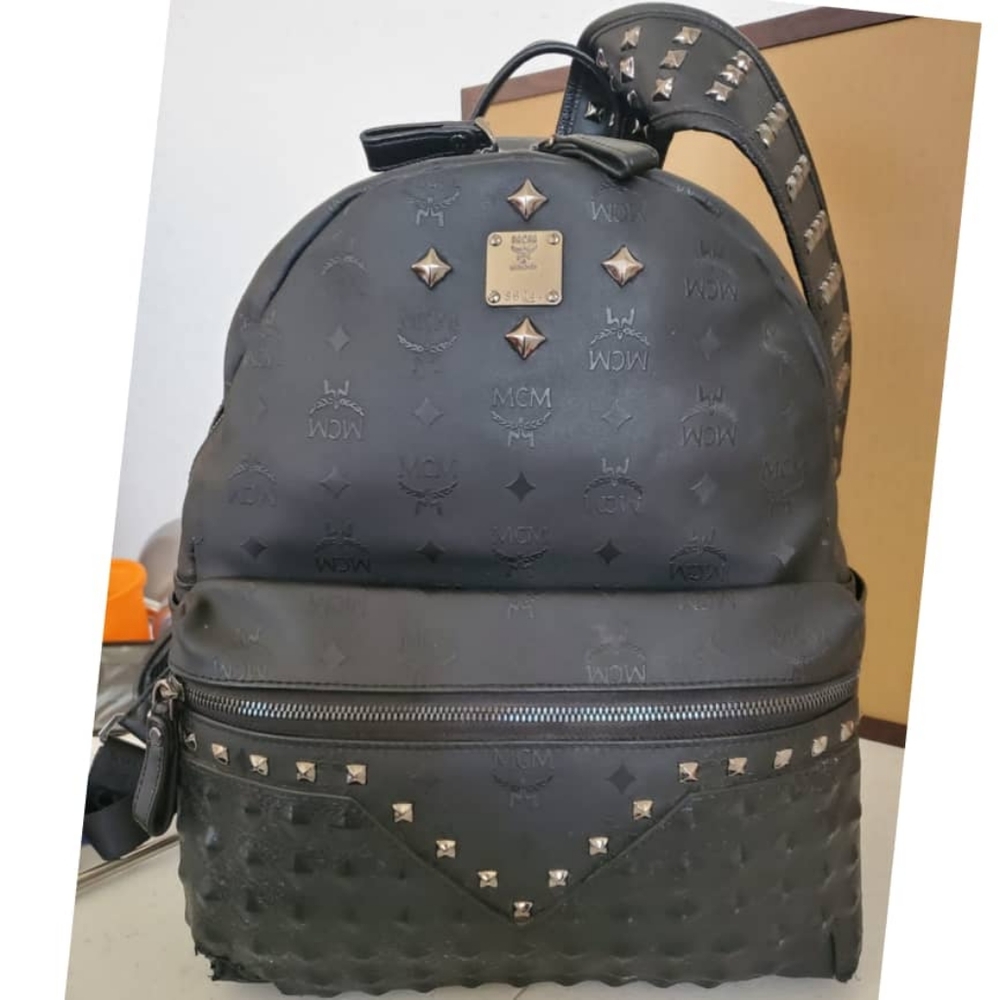 Authentic MCM Black Matte Backpack - Picture 1 of 12